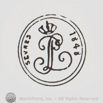 circle with a crown an a handwritten L inside and SEVRES 1848