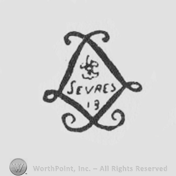 Curved lines design, Sevres written with uppercase letters