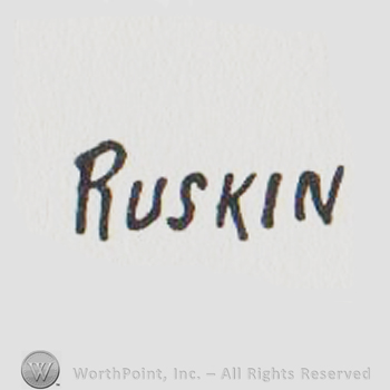 the word RUSKIN in uppercase