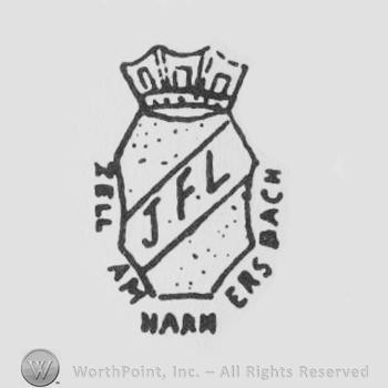Crown, shield, J.F.L. Zell AM Ersbach written with uppercase letters