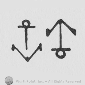 Two anchors, the second placed upside-down