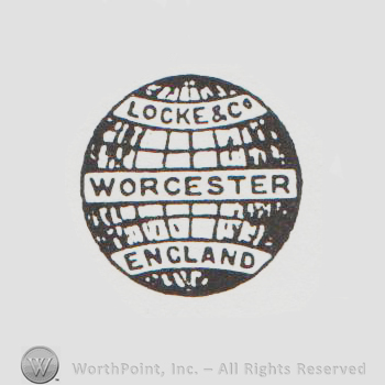 Locke & Co Worcester England written on three ribbons on a globe