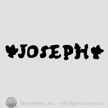 JOSEPH written between fleur-de-lis.