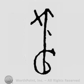 An arrow over letter G.
