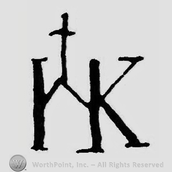 Letter K, a cross and a line.