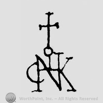 Letter K and N one over another and a cross above.