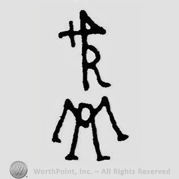 Initials M, above R and number 4;letter A