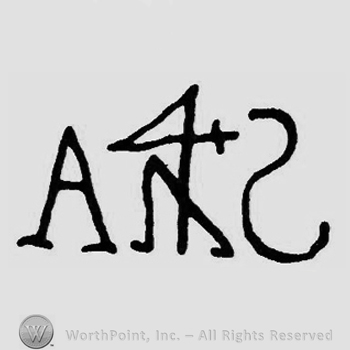 Initials A and S; something like a 4 between them.