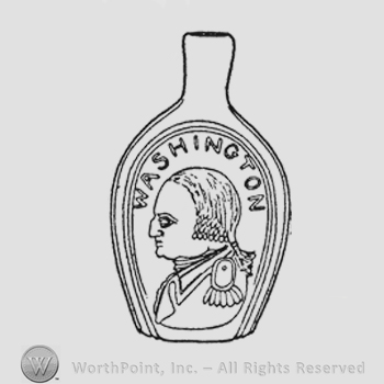 Writing "Washington" in semi-circle above bust of Washington profile facing left, Roman nose. Different arrangement of hair, long queue with epaulet.