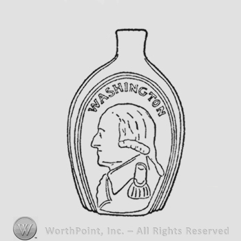 Writing "Washington" in semi-circle above bust of Washington, small three-quarter view facing left, long queue in uniform
