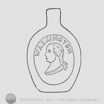 Washington classical profile bust with queue facing left; narrow band of toga showing and capital writing "Washington" above