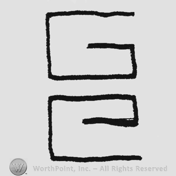 Squared capital letters "G" and "C" written on top of the other