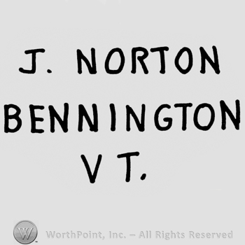J. Norton writtten above, Bennington Vt. written under on 2 lines