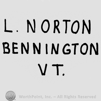L. Norton written on top, Bennington Vt. written under on 2 lines