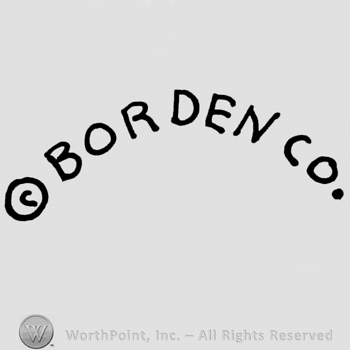 Small C inside a circle at the beginning. Borden Co.: curved written after.