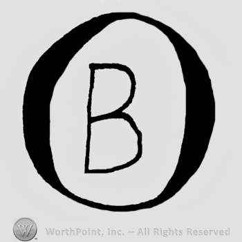 Letter B written inside a black Oval. 1920 - 1960 written beween brackets