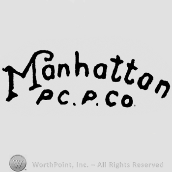 Curved writing on 2 lines: Manhattan, P C. P. Co.