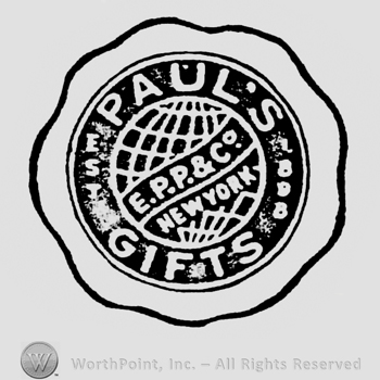 Paul's written on top, Gifts written on the bottom, outside the circle. Inside the circle is the image of earth with a ribbon on which is written: E.P.P.& Co