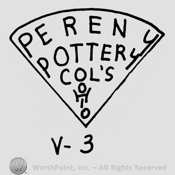 Pereny Pottery Col's Ohio written in a triangle shape. V-3 written below