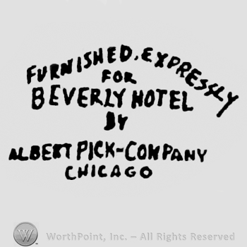 Furnished expressly for Beverly Hotel by Albert Pick & Company Chicago written on 6 lines