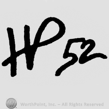 Monogram of initials H P followed by 52