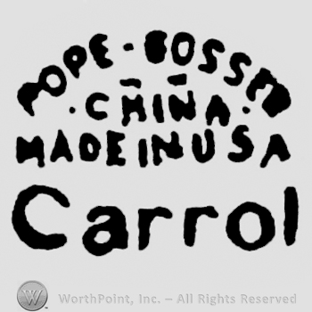 Pope Gosser: curved written above 3 rows of writings: China, Made in USA, Carrol
