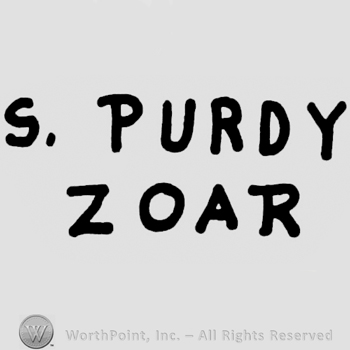 S. Purdy Zoar written on 2 rows