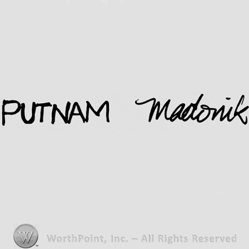 Putnam is hand letterd on the left, Madonik is handwritten on the right