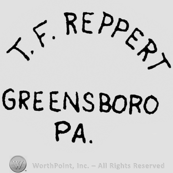 Curved writing on top: T.F. Reppert. Under, on 2 lines are written: Greensboro Pa