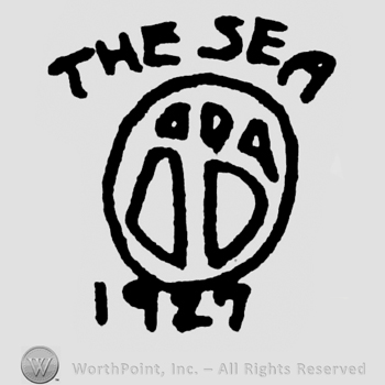 Monogram of initials in the center of the circle: AR. 1927 is written below, The Sea is written above