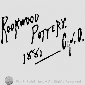 Hand lettered on multiple lines: Rookwood Pottery 1881 Cin.O
