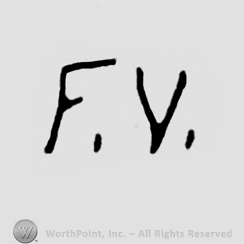 Hand lettered initials: F. V.