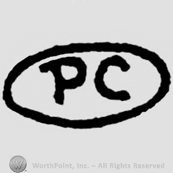 Capital initials in an oval: P C