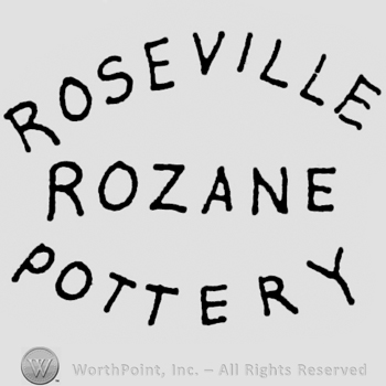 Roseville written above, Pottery written on the bottom. Rozane written in the middle