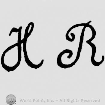 Handwritten initials: H R