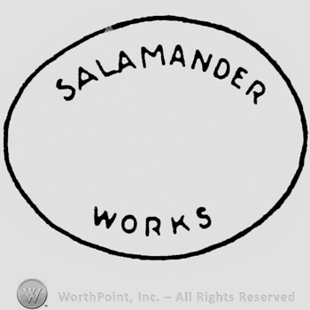 Salamander written above, Works written below, in an oval