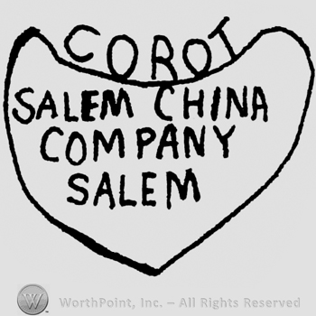 Corot written above. Salem China Company Salem written inside a shield form