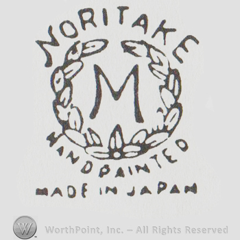 Laural Branches with a capital M in the middle.  The word Noritake above and Hand Painted and Made in Japan below.