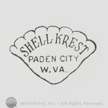 Shell Krest Paden City W.VA written with uppercase letters on a shell