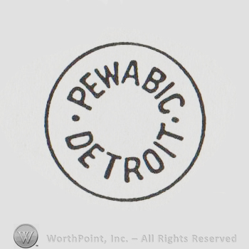 round logo with Pewabic Detroit in uppercase letters