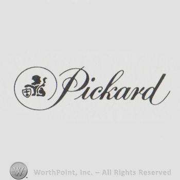 a lion and a shield inside a circle preceding the word PICKARD in uppercase letters