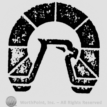 Head of an eagle below a semi circle