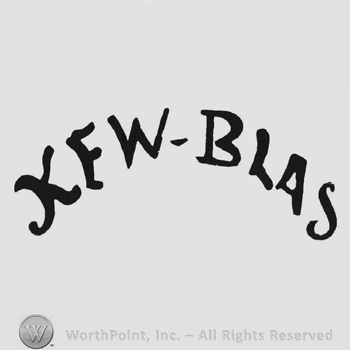 Curved, stylish, bold, capital writing "KEW-BLAS"