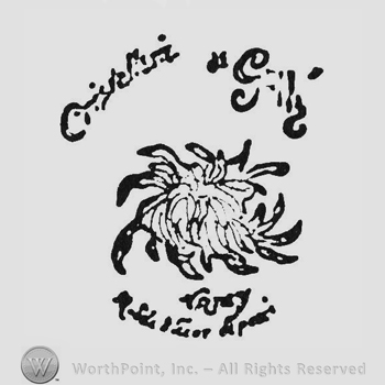 Curved handwriting "Cristallerie Galle" up, flower middle, writing under