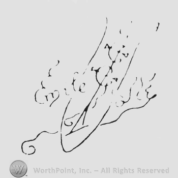 Handwriting "Emile Galle" over bomb shape