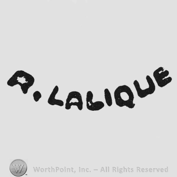 Curved bold writing "R. Lalique" in capital letters