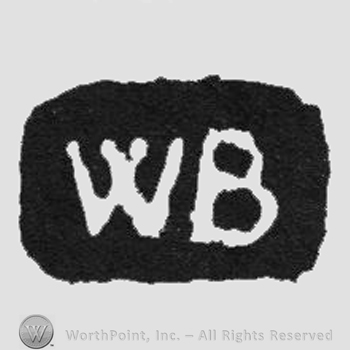 White initials WB on a black rectangle