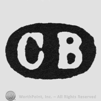 White initials CB inside a black oval