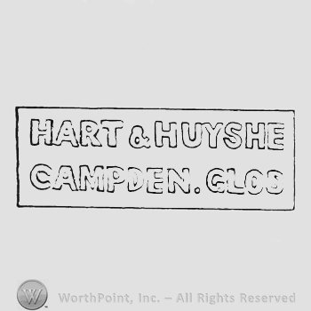 Label Hart & Huyshe up Campden Glos in capital hollow letters