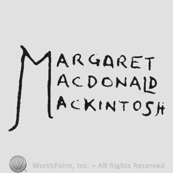 Big capital letter M followed by writing argaret acdonald ackintosh all from the same M in capital letters